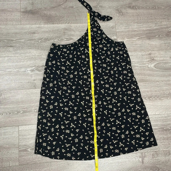 American Eagle One Shoulder Boho Black Floral Dress with Pockets L - Picture 6 of 14